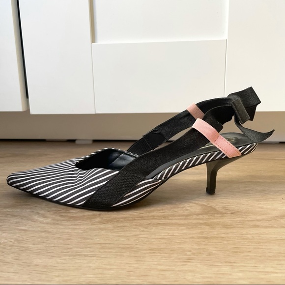 Stripe Pattern Sling Back Kitten Heels - Zara - Picture 4 of 6